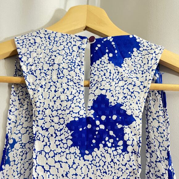 Urban Renewal SMALL Blue White Floral Mini Dress Shift  Sleeveless Sheer UO - Picture 4 of 9